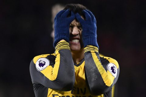 Arsenal's Alexis Sanchez looking very unhappy