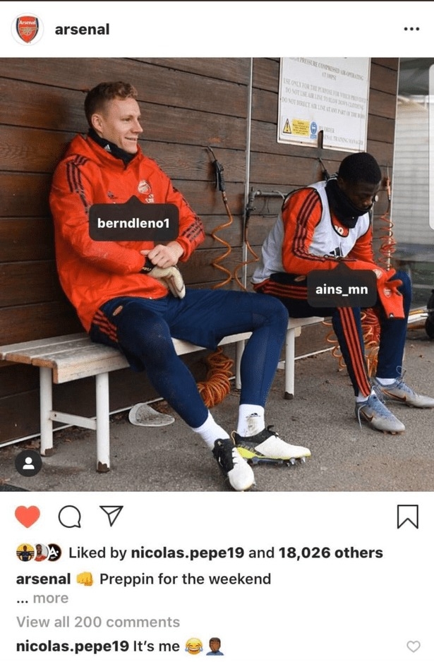 Pepe-replies-to-Arsenal-Instagram-post