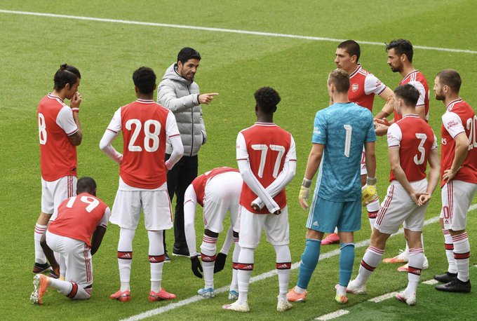 Which Arsenal players are in training with Arteta this week – (Not on international duty)