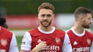 Video: Aubameyang hits the crossbar but Chambers last touch sees Arsenal move 1-0 up