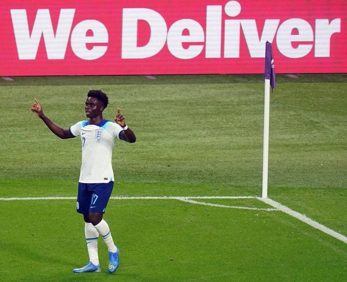 Watch Bukayo Saka take off shirt after Sterling scores for England