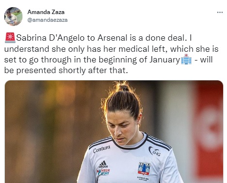 Sabrina D'Angelo joins Arsenal Women as January transfer drive continues -  Yahoo Sports