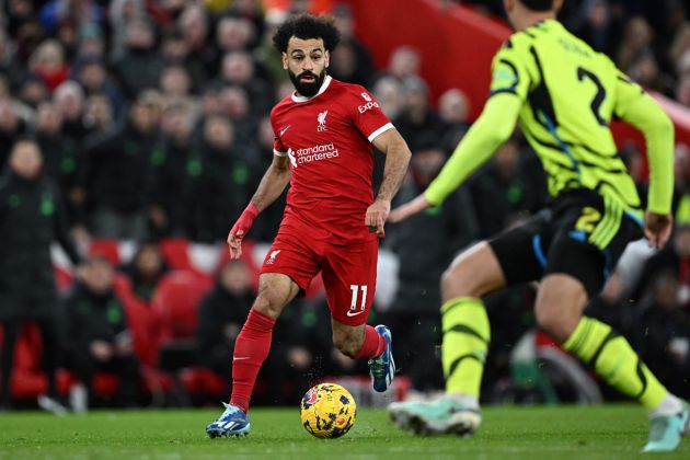 Salah in action against Arsenal