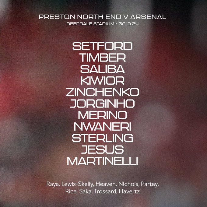 Arsenal team against Preston