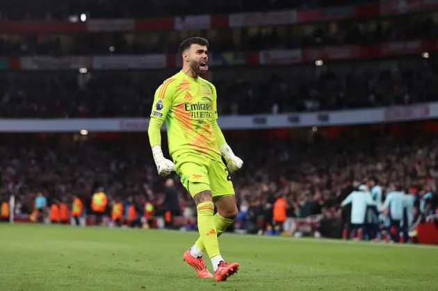 David Raya of Arsenal celebrates