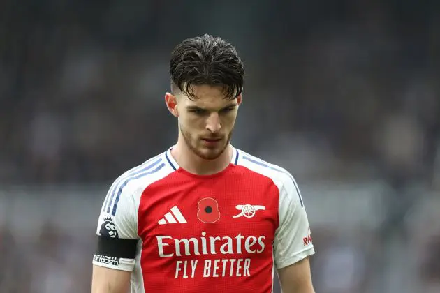 NOVEMBER 02: Declan Rice of Arsenal looks on during the Premier League match between Newcastle United FC and Arsenal