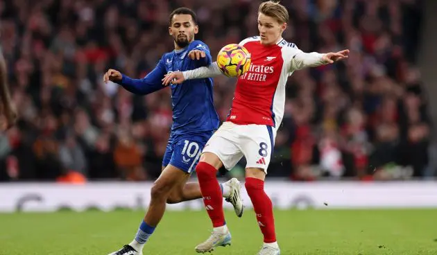 Odegaard against Everton