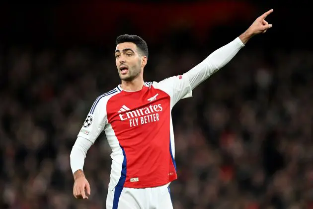 Mikel Merino of Arsenal during the UEFA Champions League 2024/25 League Phase MD6 match between Arsenal FC and AS Monaco