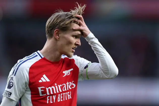 Martin Ødegaard of Arsenal reacts during the Premier League match between Arsenal FC and Everton FC