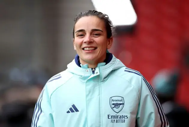 Renee Slegers, Interim Manager of Arsenal, smiles as she looks on