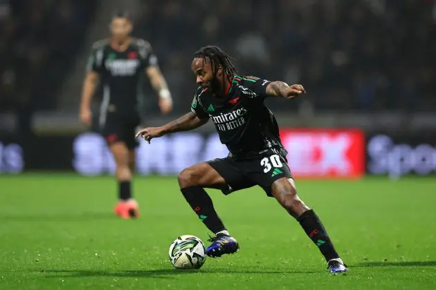 Raheem Sterling of Arsenal controls the ball during the Carabao Cup Fourth Round match between Preston North End and Arsenal