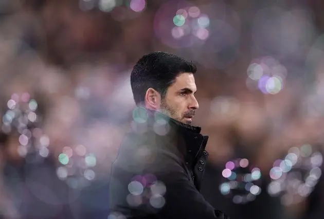 Mikel Arteta, Arsenal manager looks on during the Premier League match between West Ham United FC and Arsenal FC