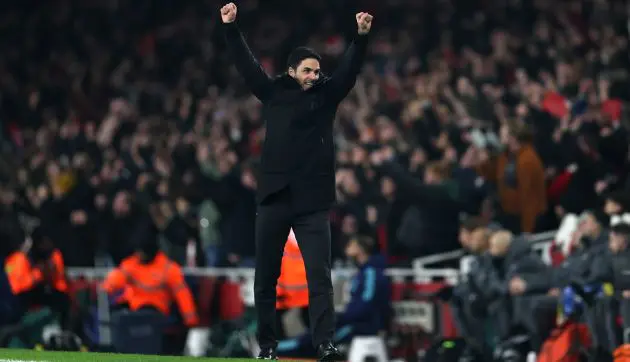 Arteta celebrating v Tottenham