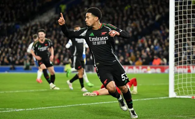 Nwaneri celebrating scoring against Brighton
