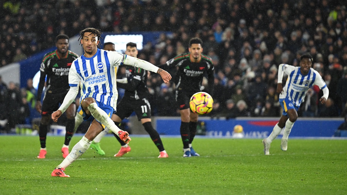 Joao Pedro scoring against Arsenal