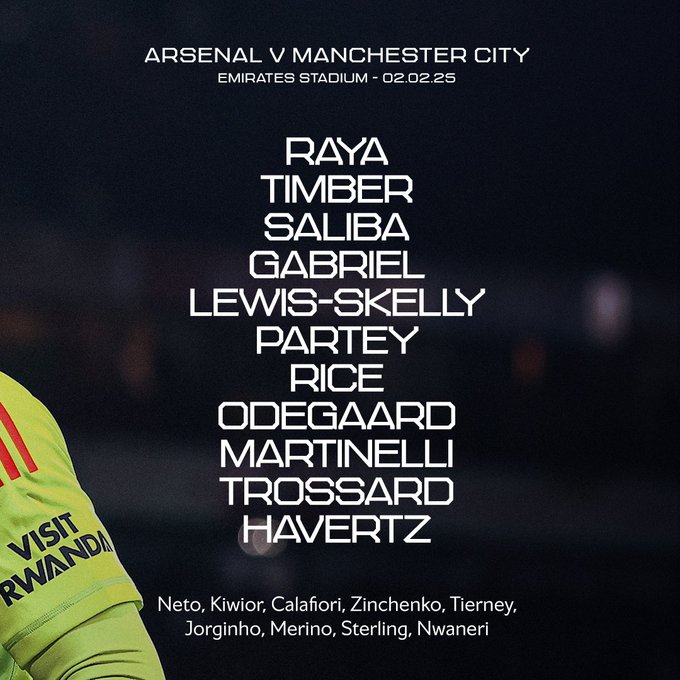 Arsenal team v Man City
