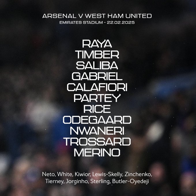 Arsenal team v West Ham