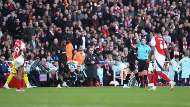 Myles Lewis-Skelly red card v West Ham