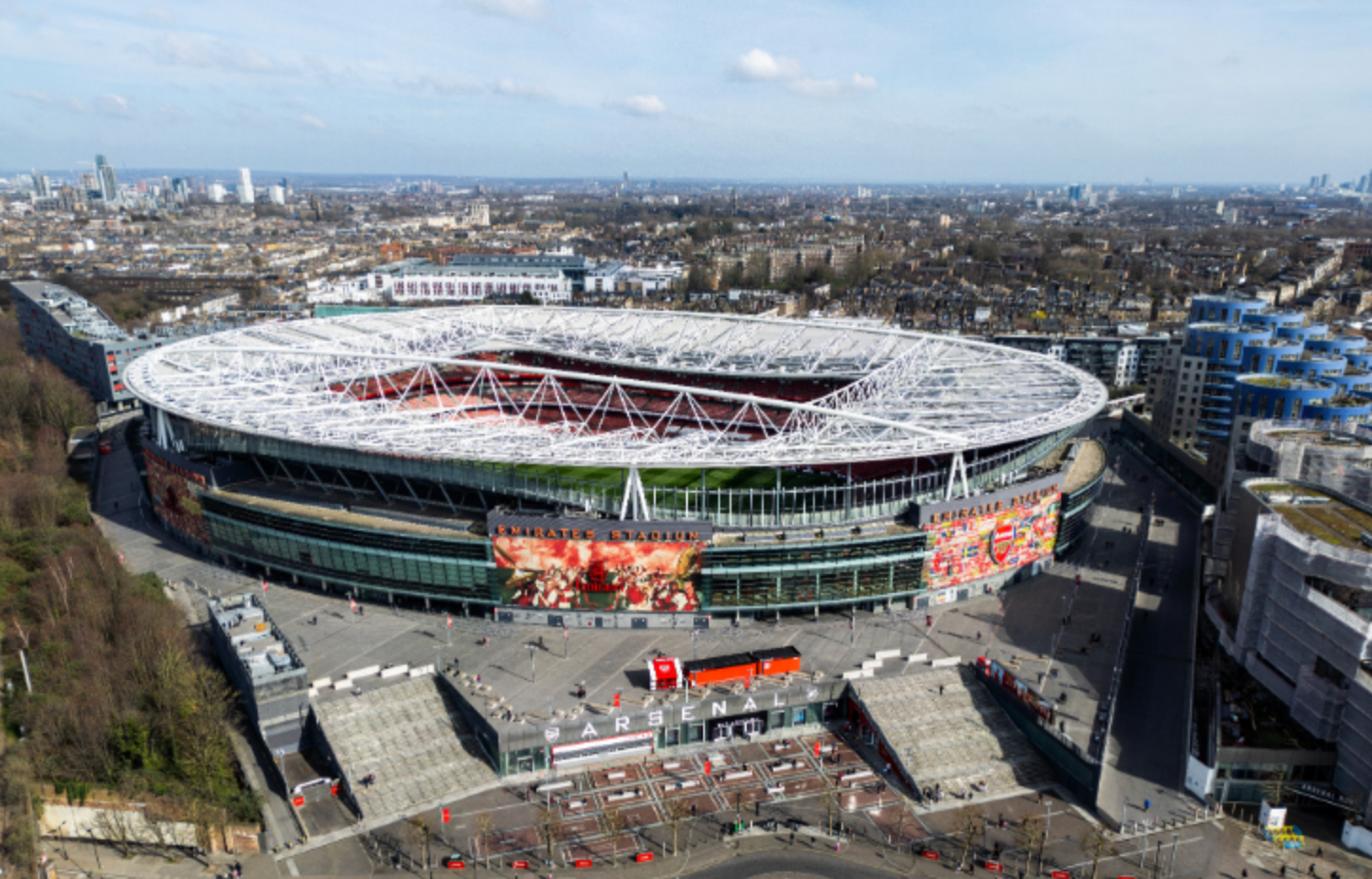 An aerial view of the Emirates stadium