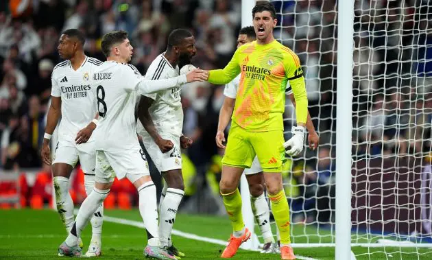 Courtois after saving Saka penalty