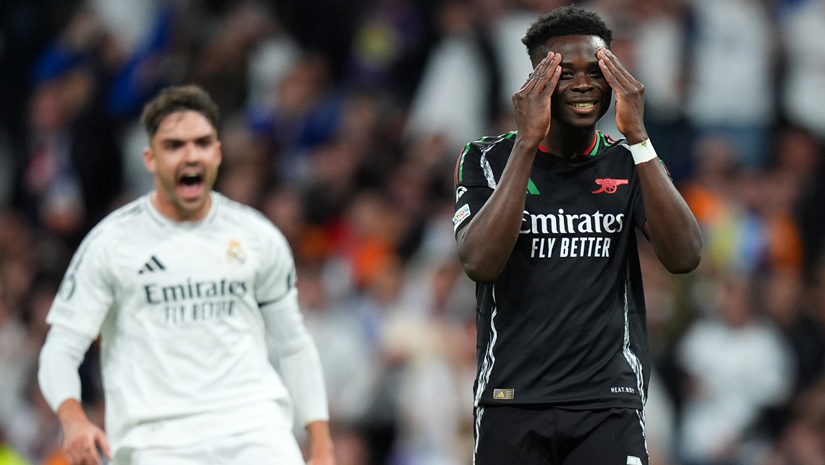 Saka after missing Penalty v Real Madrid