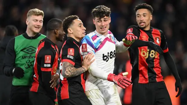 Kepa Arrizabalaga celebrating v Wolves