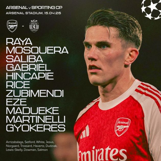 Confirmed Arsenal team v Sporting Club - Declan Rice fit to start ...